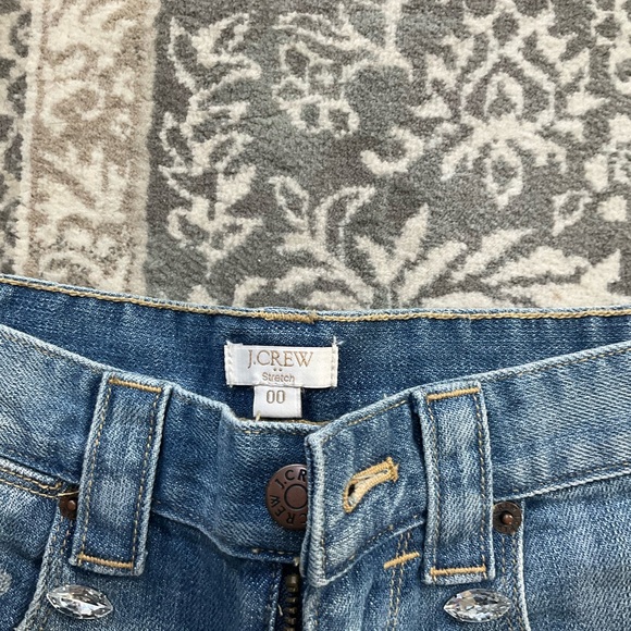 J. Crew Blue Denim Embellished Waistband Shorts 00 - Picture 2 of 3